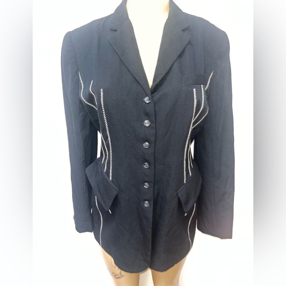 Vintage Cache black fitted blazer size M lined wool - Picture 1 of 7
